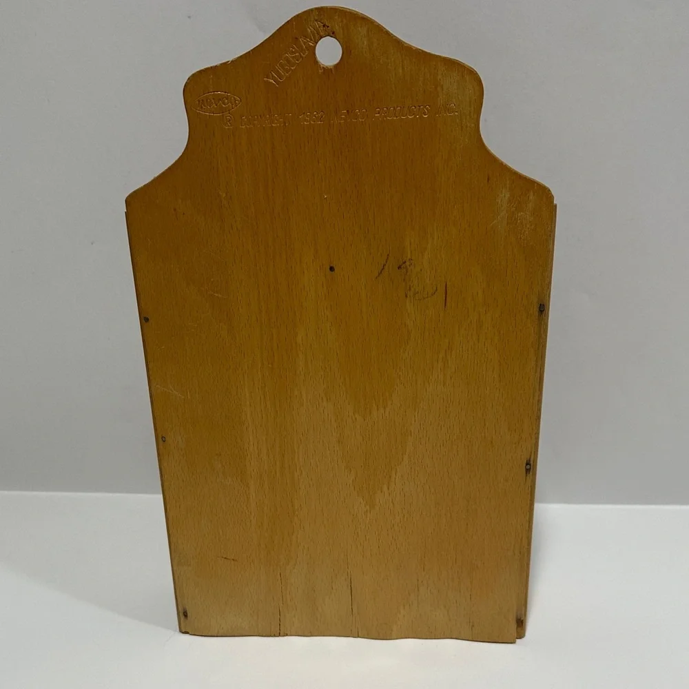 Vintage 1962 Wooden Knife Holder w/Retro Kitchen Motif – Mid-Century Wall Mount